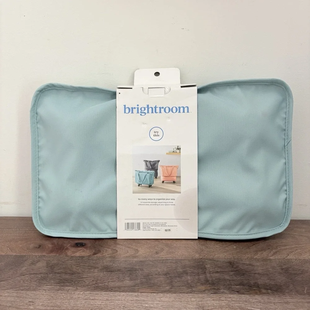 NEW Brightroom Rolling Tote Bag Wheels Aqua Collapsible Expandable Pockets